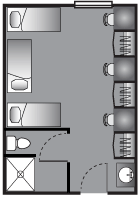 Triple occupancy rooms